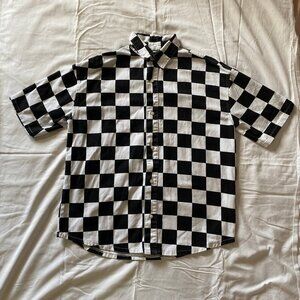 Checkerboard Button-Up Shirt